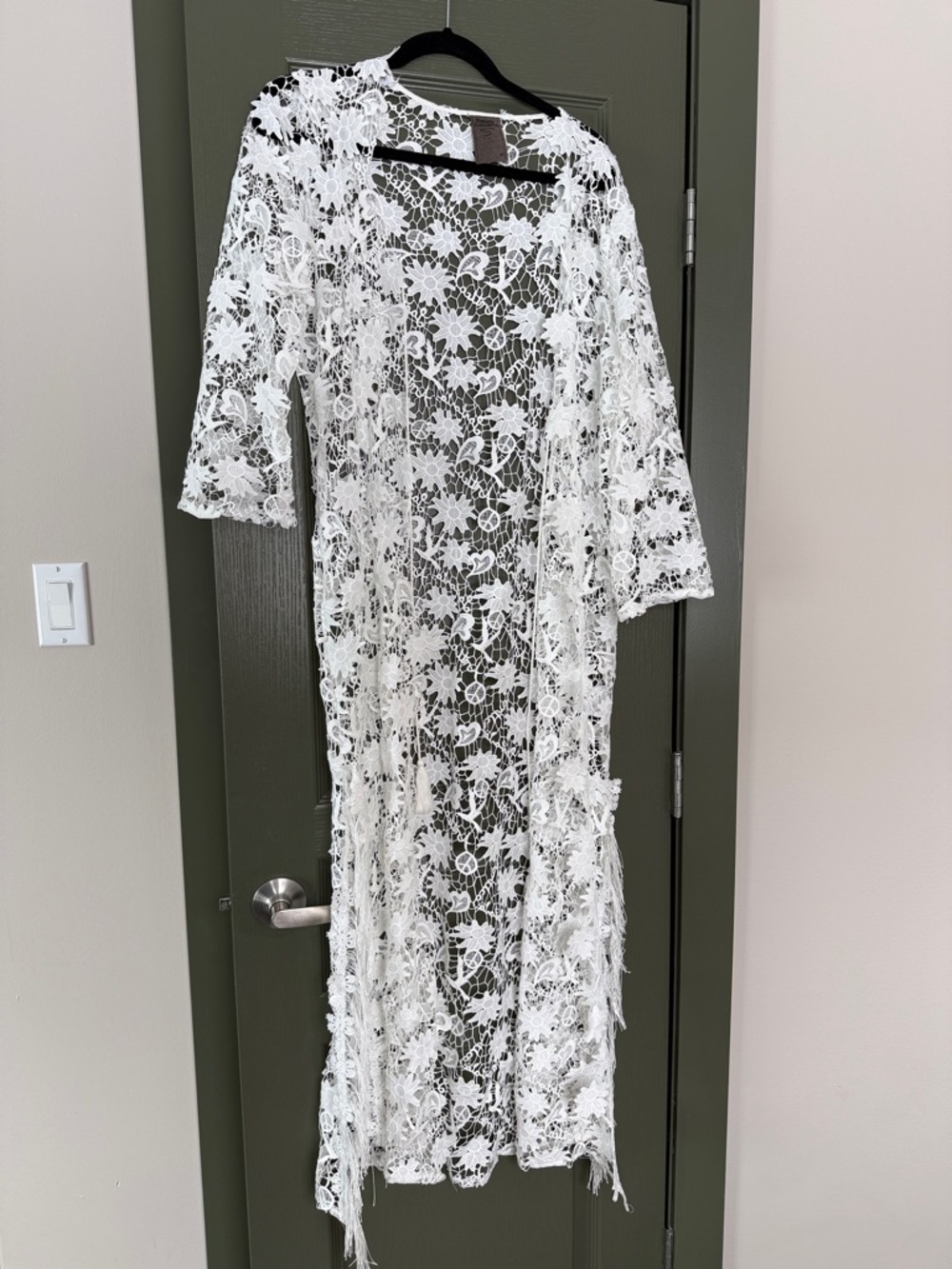 White Floral Lace Duster Kimono